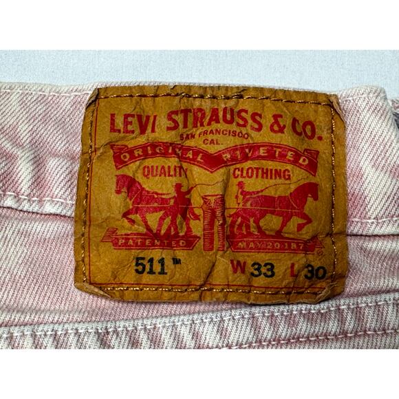 Levi's 511 Men's Slim Fit Straight Leg Pink Denim Jeans - Size 33x29 - Picture 5 of 7